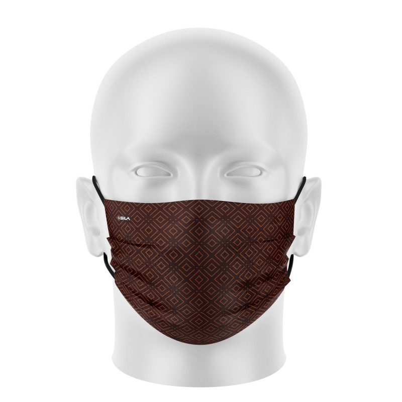 Masque tissu femme SILA ELEGANCE MARRON - Forme Plate - Filtration